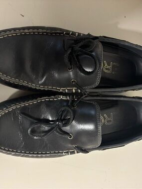 Men's Cole Haan Zero Grand Black Leather Moc Toe Boat Shoes